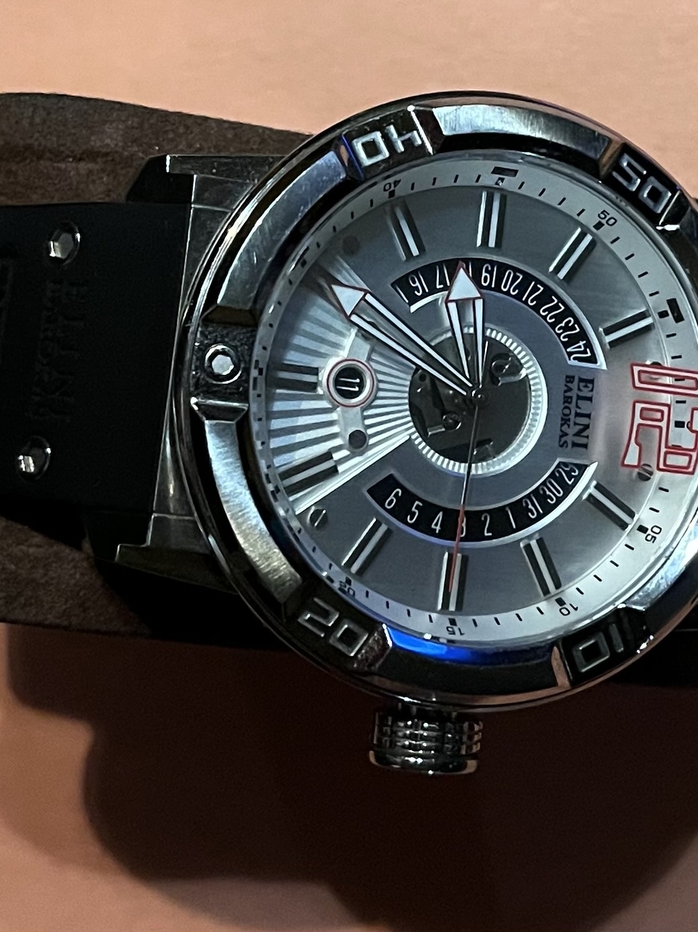 Elini Barokas Spirit Men's Silver and Black Stainless Steel Sport Watch